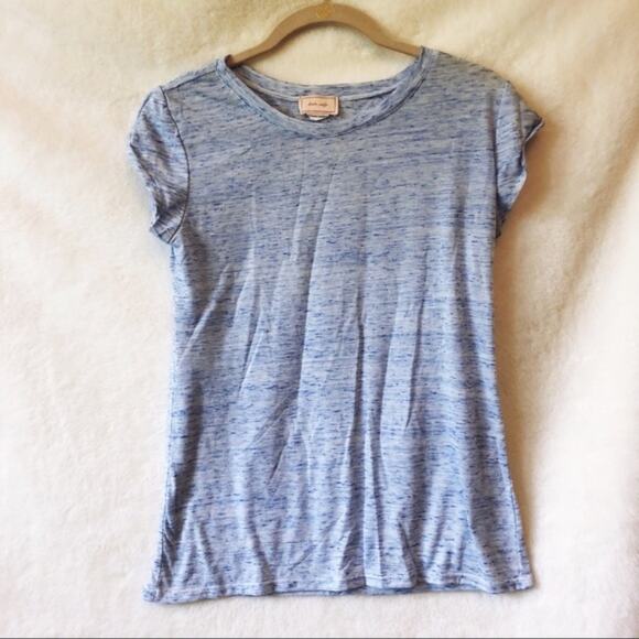 Love..Ady Blue Patterned Short Sleeve Sheer Top - Picture 1 of 6